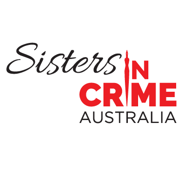 A white background with red and black text that says Sisters in Crime Australia. The I is a dagger. 