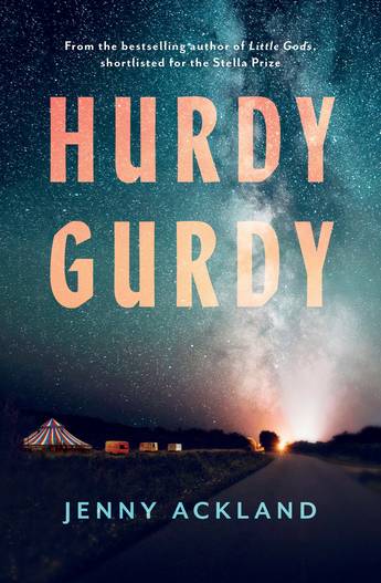 A night sky over a campground. Hurdy Gurdy by Jenny Ackland.