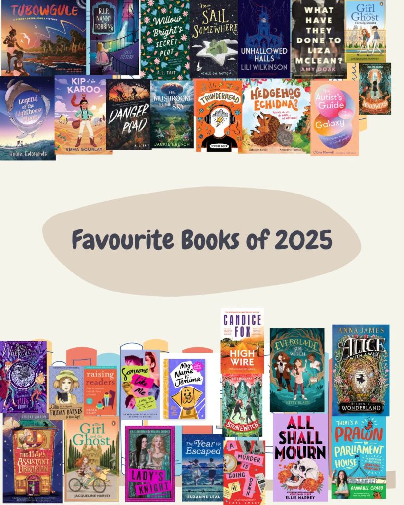 My Favourite 2025 Reads
A beige square with several colourful book covers that says Favourite books of 2025.