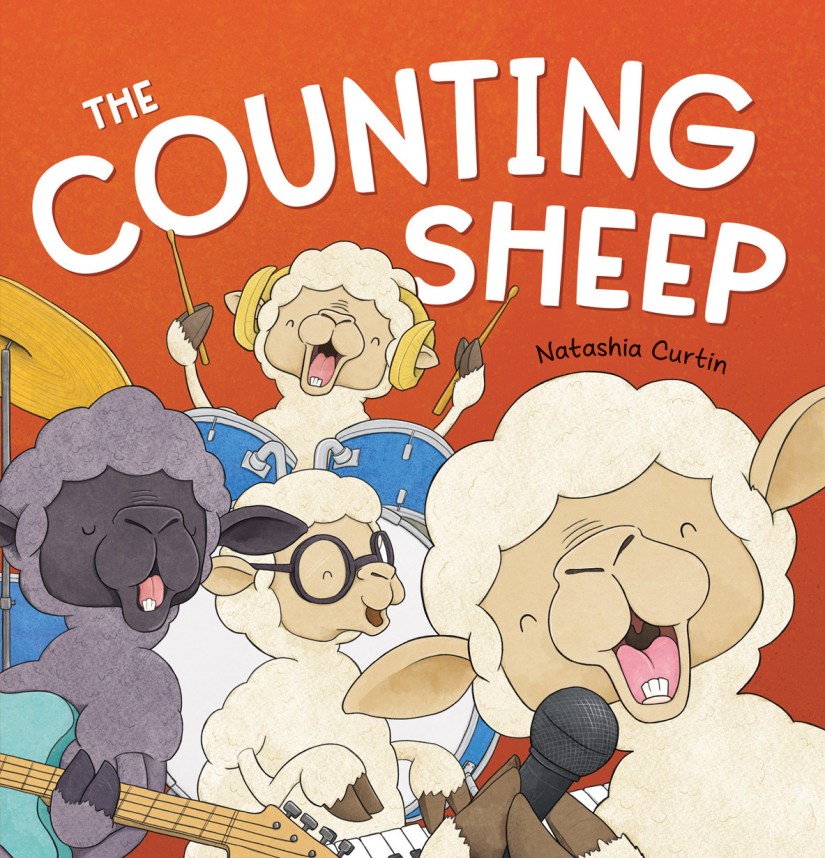 The Counting Sheep
A red cover with sheep playing music under white text that says The Counting Sheep by Natashia Curtin.